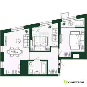 2-к квартира, вторичка, 53м2, 7/27 этаж
