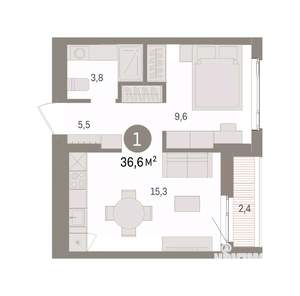 1-к квартира, вторичка, 37м2, 4/7 этаж
