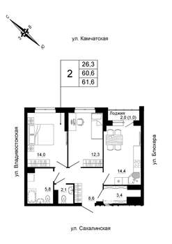 2-к квартира, вторичка, 62м2, 17/24 этаж
