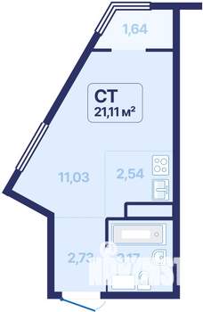 Студия квартира, вторичка, 21м2, 24/27 этаж