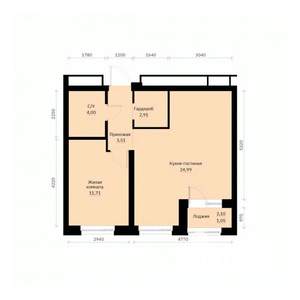 1-к квартира, строящийся дом, 48м2, 2/30 этаж