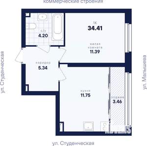 1-к квартира, вторичка, 34м2, 6/31 этаж