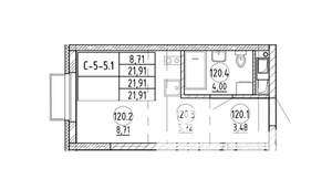 Студия квартира, вторичка, 21м2, 9/24 этаж