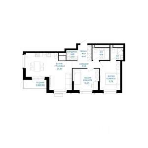 2-к квартира, вторичка, 69м2, 26/30 этаж