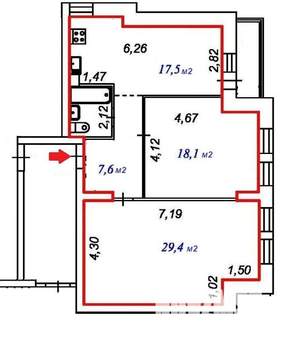 2-к квартира, вторичка, 76м2, 1/6 этаж