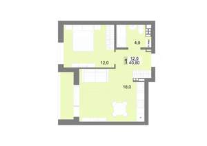 1-к квартира, строящийся дом, 41м2, 13/17 этаж
