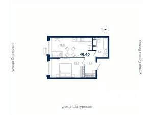 1-к квартира, вторичка, 46м2, 11/17 этаж