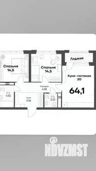 3-к квартира, вторичка, 64м2, 4/12 этаж