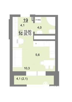Студия квартира, вторичка, 26м2, 4/26 этаж