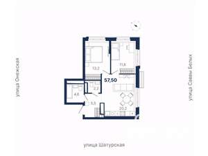 2-к квартира, вторичка, 58м2, 22/22 этаж