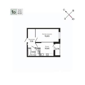 1-к квартира, вторичка, 40м2, 25/25 этаж