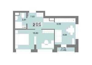 2-к квартира, вторичка, 39м2, 6/27 этаж