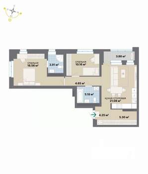 2-к квартира, вторичка, 75м2, 8/26 этаж