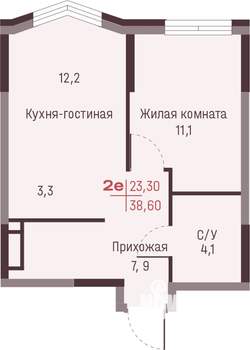 2-к квартира, вторичка, 39м2, 8/20 этаж