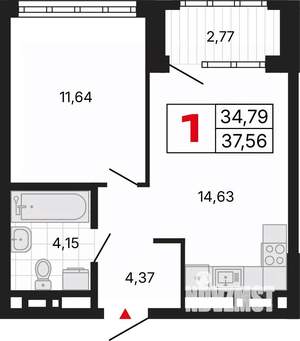 1-к квартира, вторичка, 38м2, 8/30 этаж