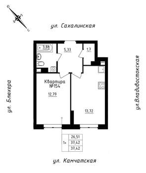 1-к квартира, строящийся дом, 37м2, 14/25 этаж