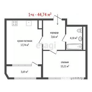 1-к квартира, вторичка, 45м2, 4/10 этаж