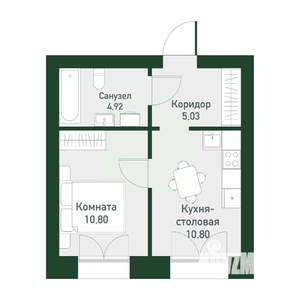 1-к квартира, вторичка, 32м2, 2/4 этаж