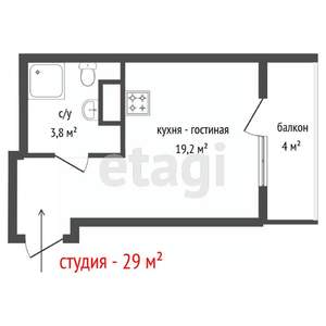 Студия квартира, вторичка, 29м2, 25/25 этаж