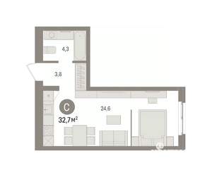 Студия квартира, вторичка, 33м2, 4/15 этаж