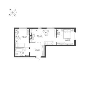 2-к квартира, вторичка, 62м2, 19/24 этаж