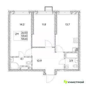 2-к квартира, вторичка, 59м2, 5/31 этаж