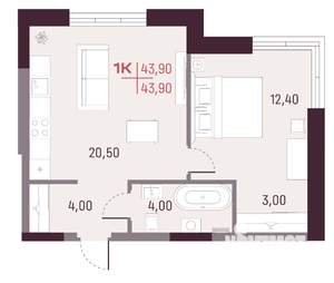 1-к квартира, вторичка, 44м2, 1/25 этаж