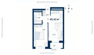 1-к квартира, вторичка, 45м2, 18/31 этаж