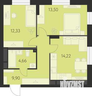 2-к квартира, вторичка, 55м2, 3/31 этаж