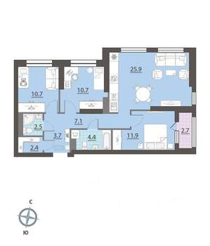 3-к квартира, вторичка, 81м2, 11/32 этаж