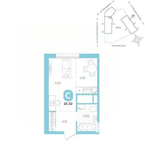 Студия квартира, вторичка, 25м2, 19/24 этаж