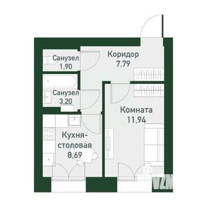 1-к квартира, вторичка, 33м2, 2/4 этаж