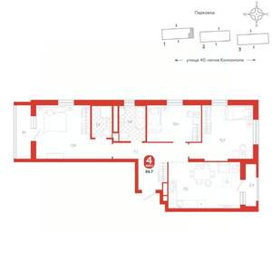 3-к квартира, вторичка, 87м2, 11/16 этаж