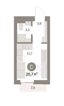 Студия квартира, вторичка, 21м2, 7/9 этаж