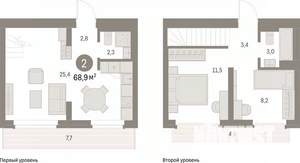 2-к квартира, вторичка, 69м2, 8/9 этаж