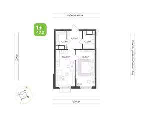 1-к квартира, вторичка, 47м2, 22/24 этаж