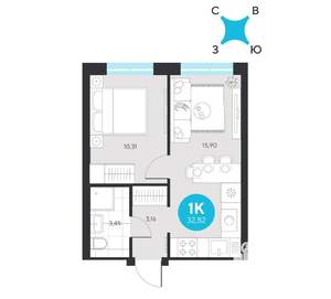 1-к квартира, вторичка, 33м2, 3/23 этаж