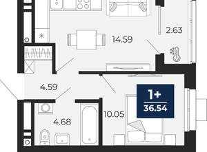 1-к квартира, вторичка, 37м2, 9/30 этаж