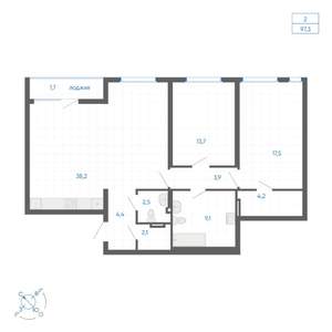 2-к квартира, вторичка, 97м2, 7/10 этаж