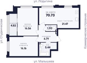 2-к квартира, вторичка, 71м2, 24/31 этаж