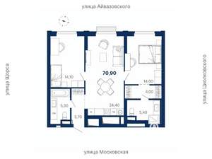 2-к квартира, вторичка, 71м2, 28/29 этаж