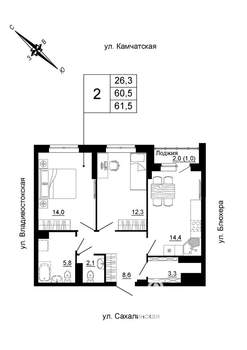 2-к квартира, вторичка, 62м2, 21/24 этаж