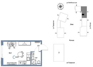 Студия квартира, строящийся дом, 25м2, 5/24 этаж