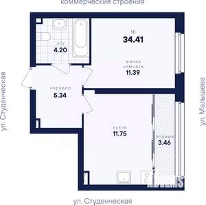 1-к квартира, вторичка, 34м2, 10/31 этаж