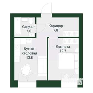 1-к квартира, вторичка, 38м2, 2/4 этаж