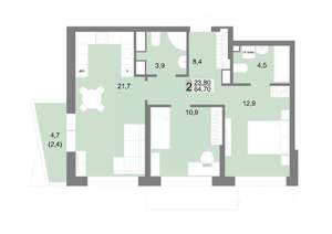 2-к квартира, вторичка, 65м2, 15/25 этаж