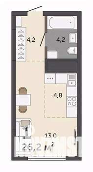 Студия квартира, строящийся дом, 26м2, 23/30 этаж