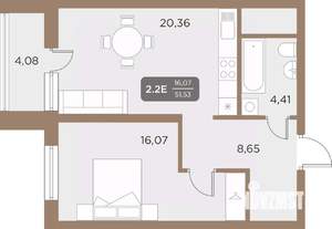 2-к квартира, вторичка, 52м2, 20/24 этаж