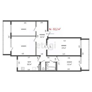 4-к квартира, вторичка, 82м2, 4/10 этаж