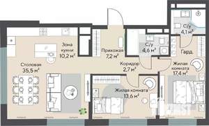2-к квартира, строящийся дом, 85м2, 8/27 этаж